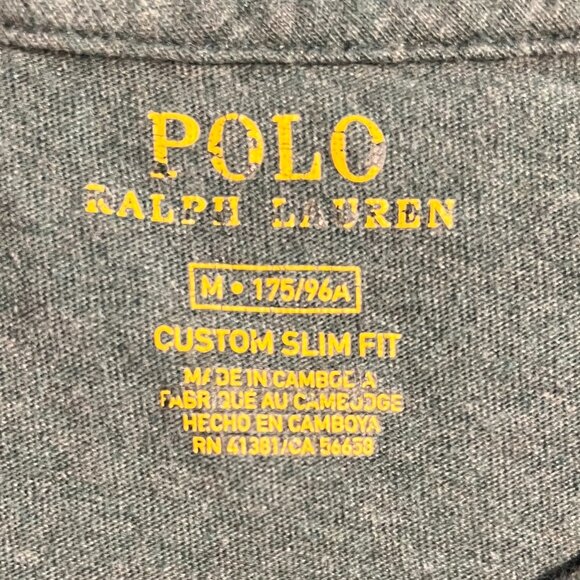 Polo Ralph Lauren Custom Slim Fit Greenish-Grey Short Sleeve T-Shirt w Logo Sz M - Picture 2 of 4